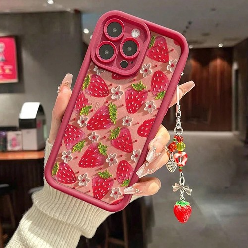 Cute flower strawberry case - flower, 3d