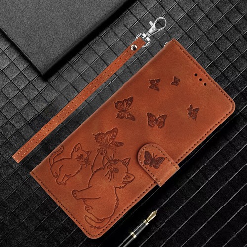 Cute cat embossed - cat-embossed, leather